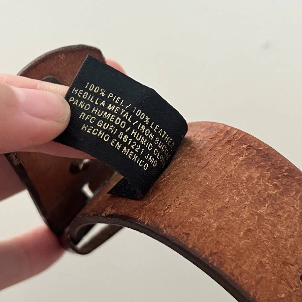 Cinturones Keynaga Brown Tooled Leather Belt With Braided Scorpion Design‎